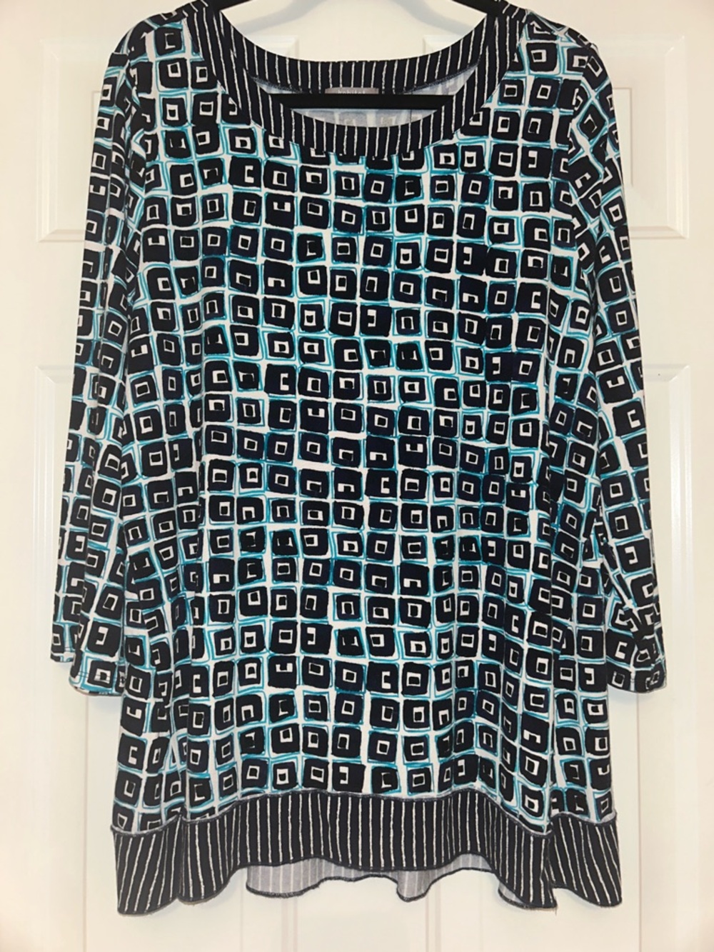 Habitat CORE TRAVEL CUBISM TUNIC XL Navy Geometric Square Career Relaxed Artsy - Picture 3 of 16